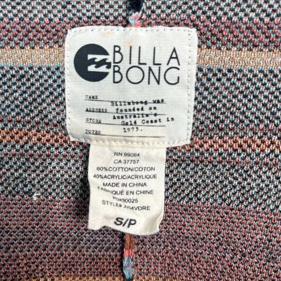 Billabong Long, Open Front Cardigan Size Small Boho Beachy Preppy Azetec Surfing - Picture 7 of 8